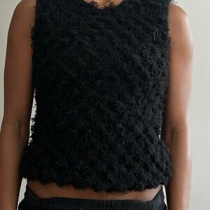 Stefanel Black Textured Crop Top